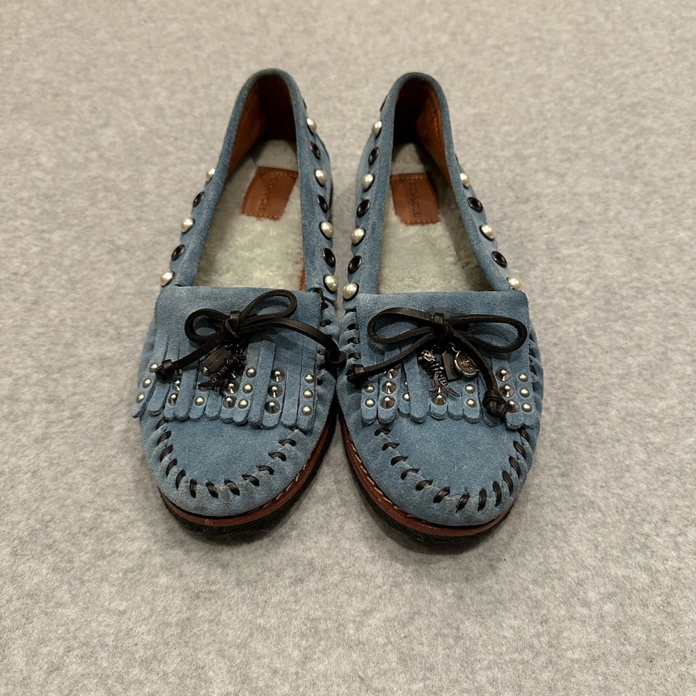 COACH Roccasin Moccasin Chambray Blue Suede